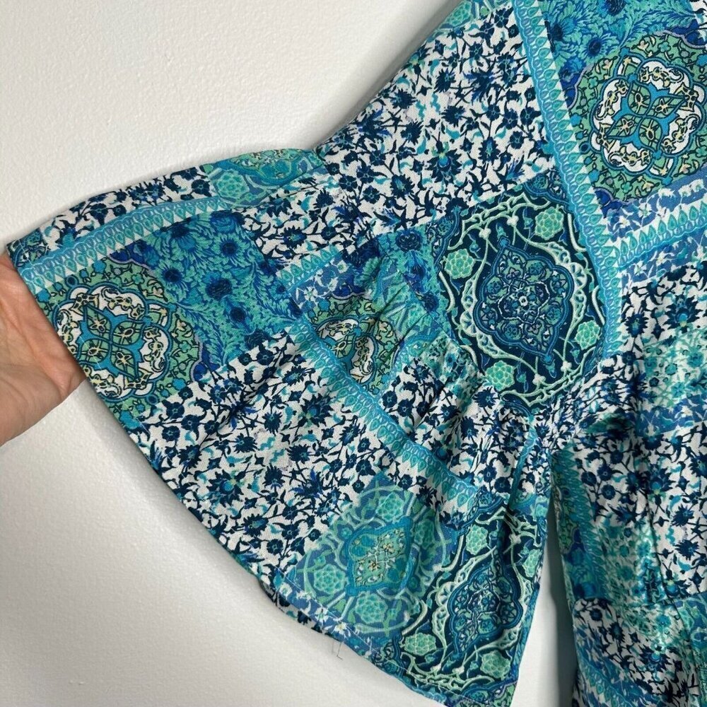 Avenue Tunic Top Patchwork Print Aqua Floral Size… - image 5